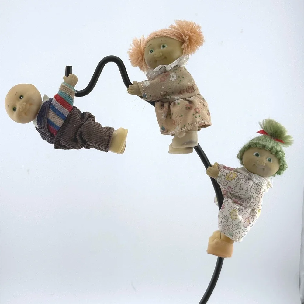 Vintage 80s Cabbage Patch Style Clip On Dolls Set‎ of 3 Miniature Figures Korea